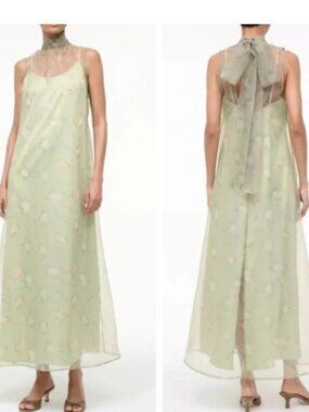 STAUD Albee Maxi Dress Gown in Botanical Moss
